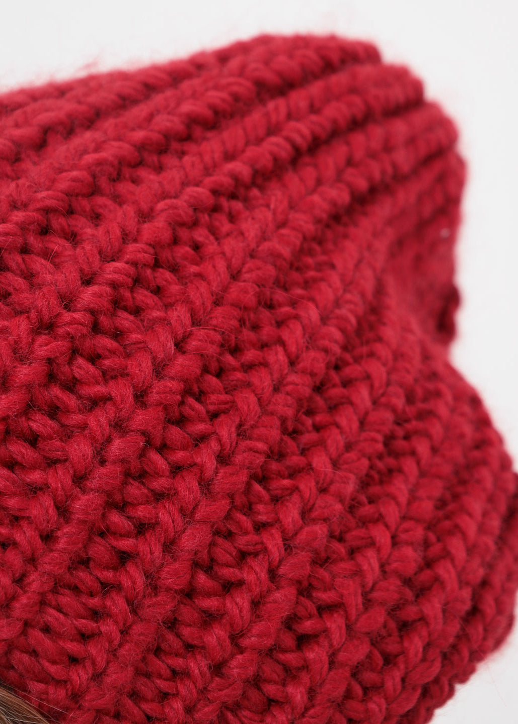 Oversized Double-Layer Wool Hat in Cherry - BRIKOLY