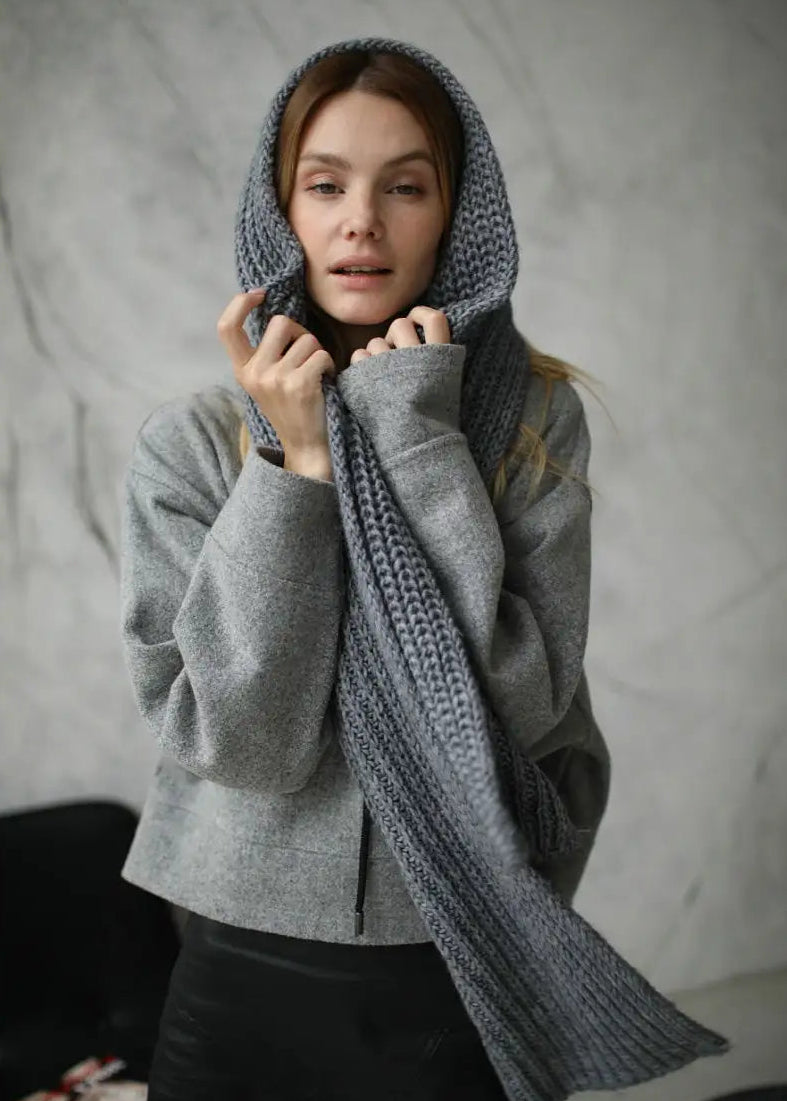 Oversized Alpaca Wool Scarf - Grey - BRIKOLY