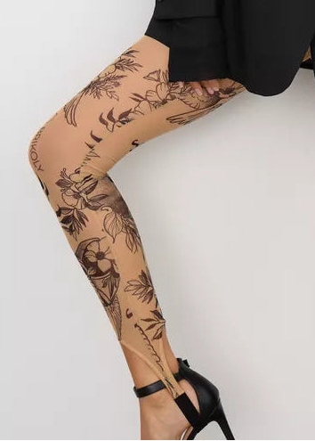Antik Sheer Mesh Tattoo Effect Leggings for Women – Bold & Stylish - BRIKOLY