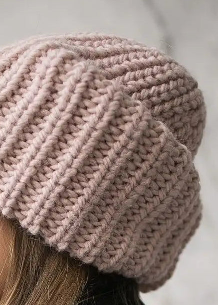Oversized Double-Layer Wool Hat in Rose - BRIKOLY