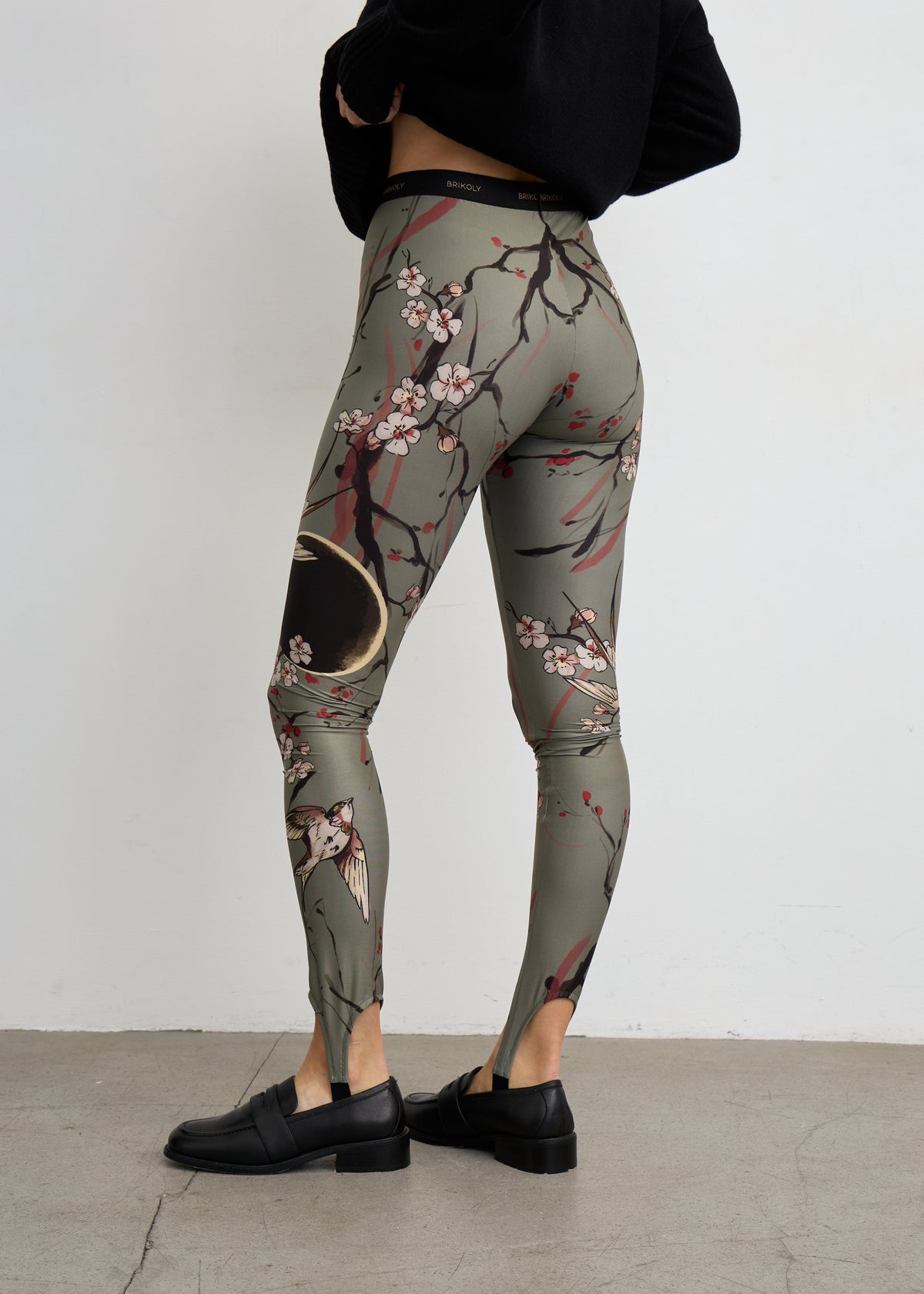 Moon Tattoo Print Sheer Mesh Leggings for Women - BRIKOLY