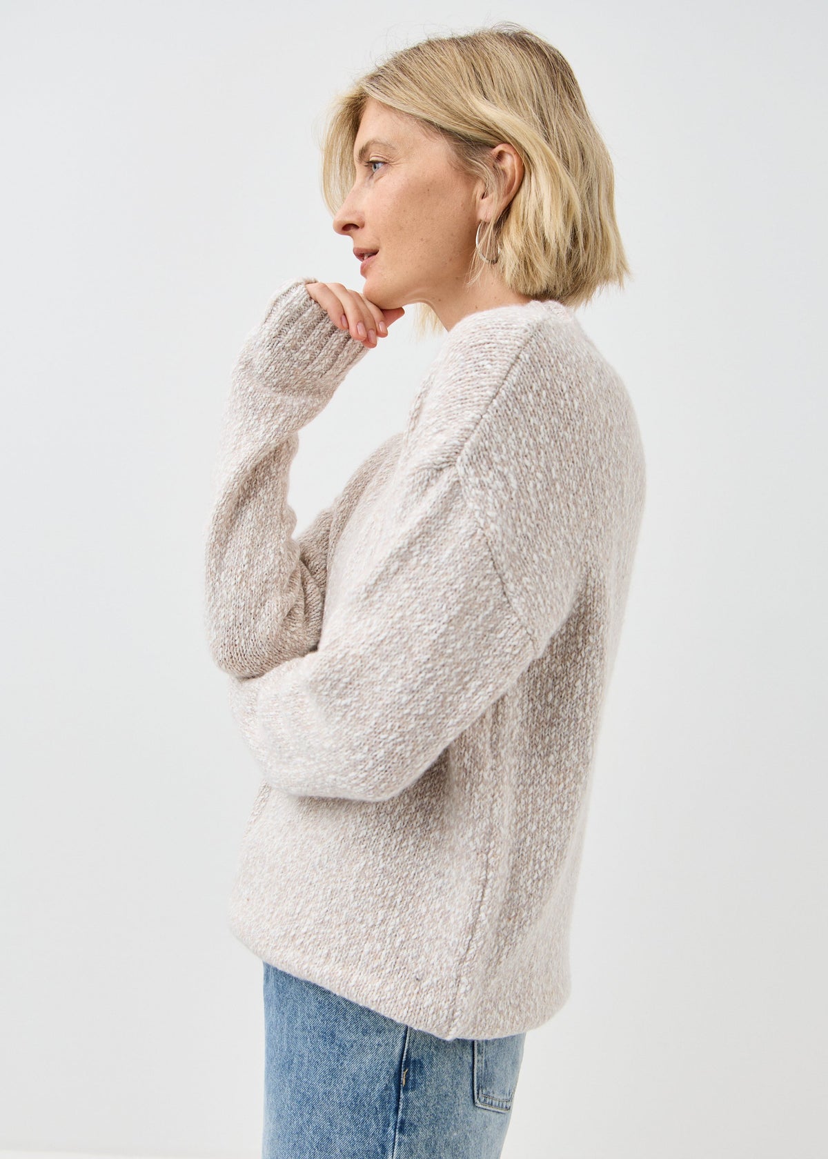 Women's ICE knit sweater, side view