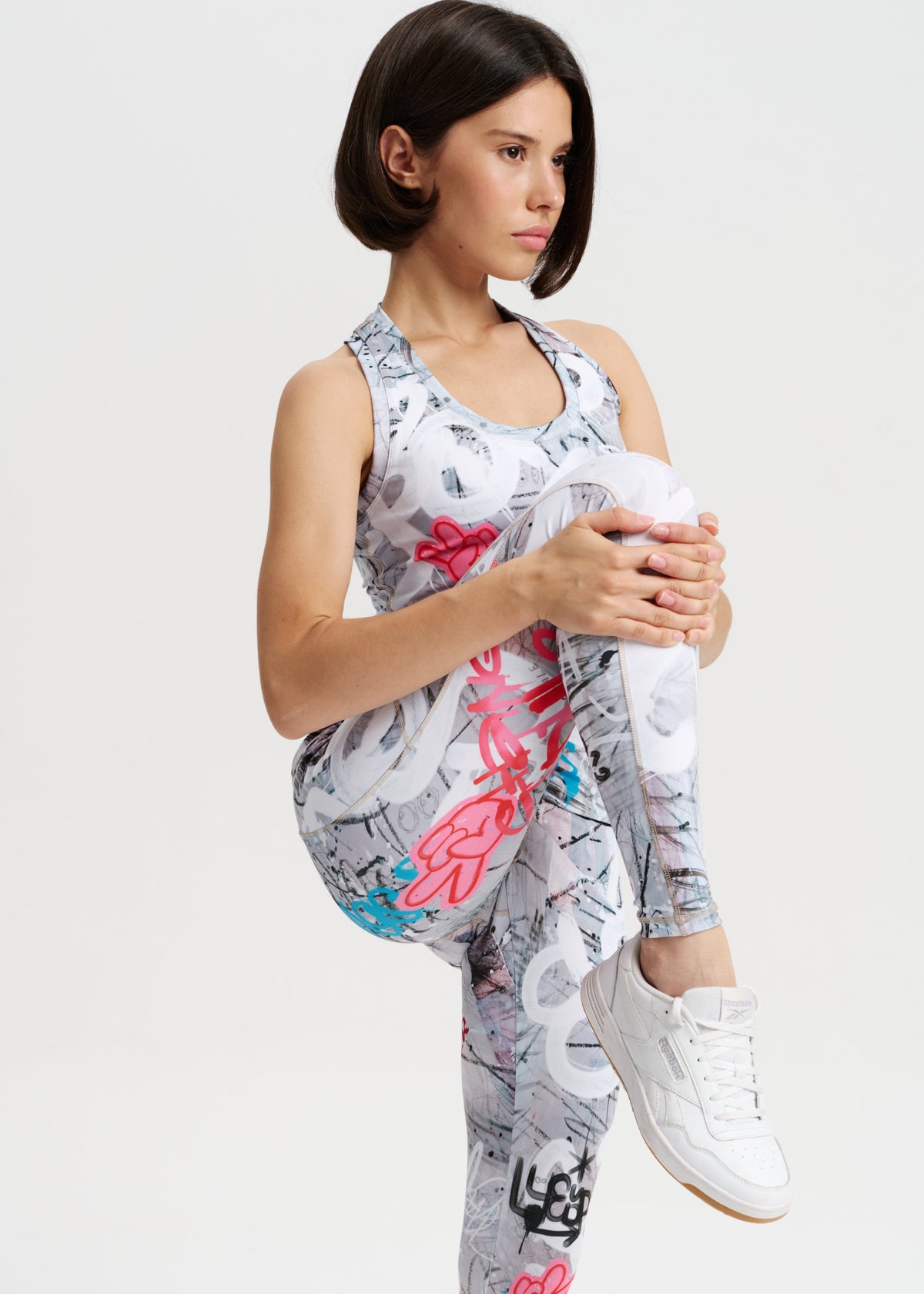 Graffiti Print High-Waisted Leggings – Yoga, Workout & Street Style