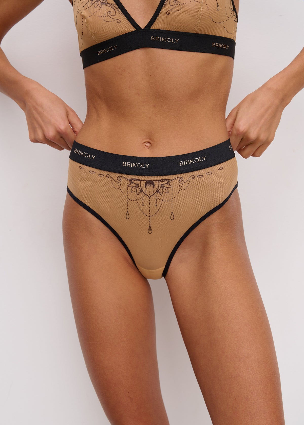 Chandelier High-Waisted Briefs – Soft Italian Mesh, Elegant & Comfortable - BRIKOLY