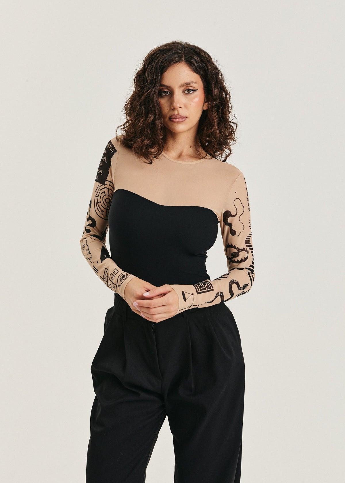 Cat Tattoo Mesh Bodysuit – Floral Second Skin Body with Polyviscose Base for Women (на проверку) - BRIKOLY
