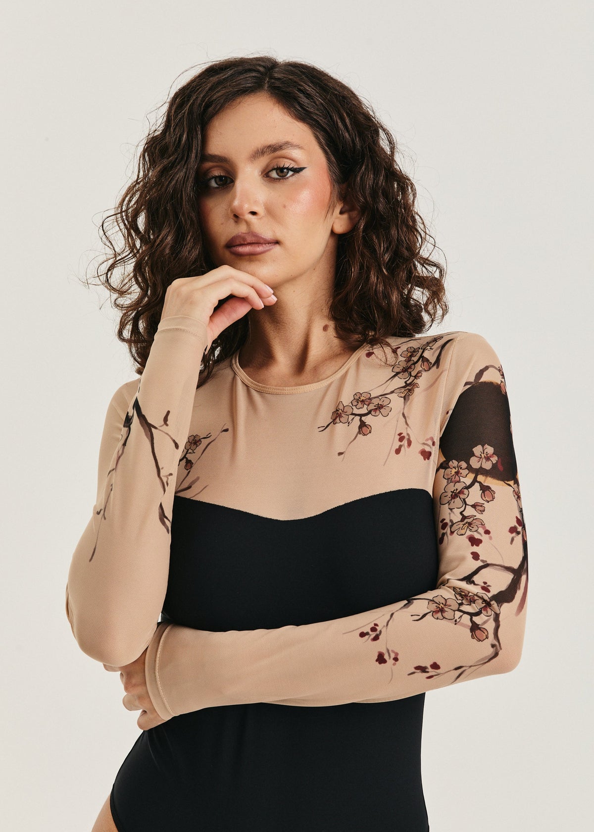 Sakura Tattoo Mesh Bodysuit – Floral Second Skin Body with Polyviscose Base for Women (на проверку) - BRIKOLY