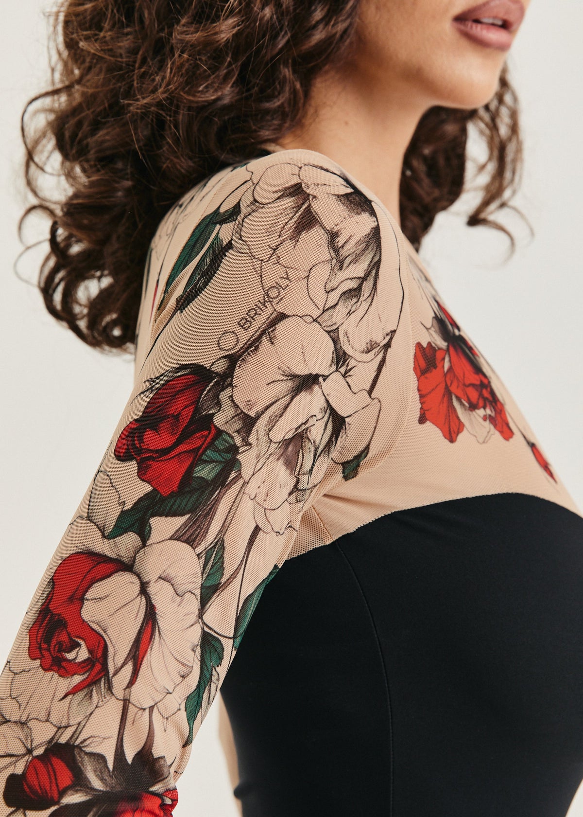 Rose Tattoo Mesh Bodysuit – Floral Second Skin Body with Polyviscose Base for Women - BRIKOLY