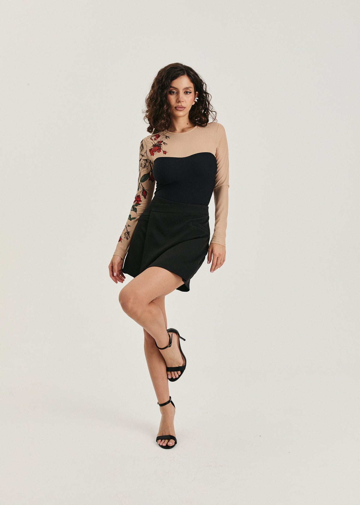Rose Tattoo Mesh Bodysuit – Floral Second Skin Body with Polyviscose Base for Women - BRIKOLY