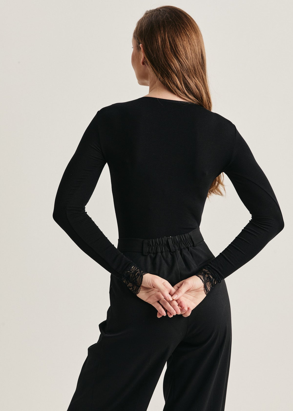 Luxury Cashmere Lace Bodysuit – Elegant Long Sleeve Sculpting Body for Women - BRIKOLY