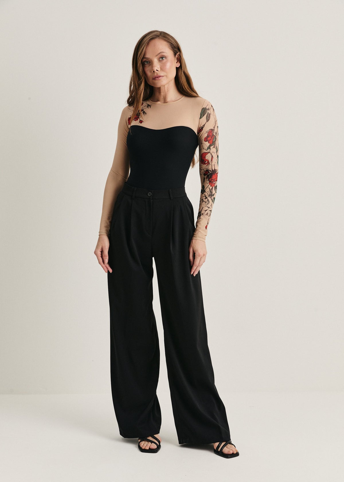 Rose Tattoo Mesh Bodysuit – Floral Second Skin Body with Polyviscose Base for Women - BRIKOLY