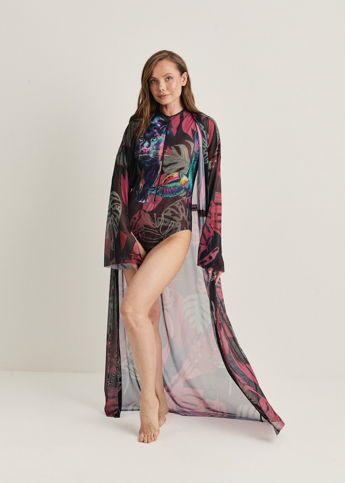 Panther Sheer Maxi Beach Cover-Up – Elegance Meets Effortless Style - BRIKOLY