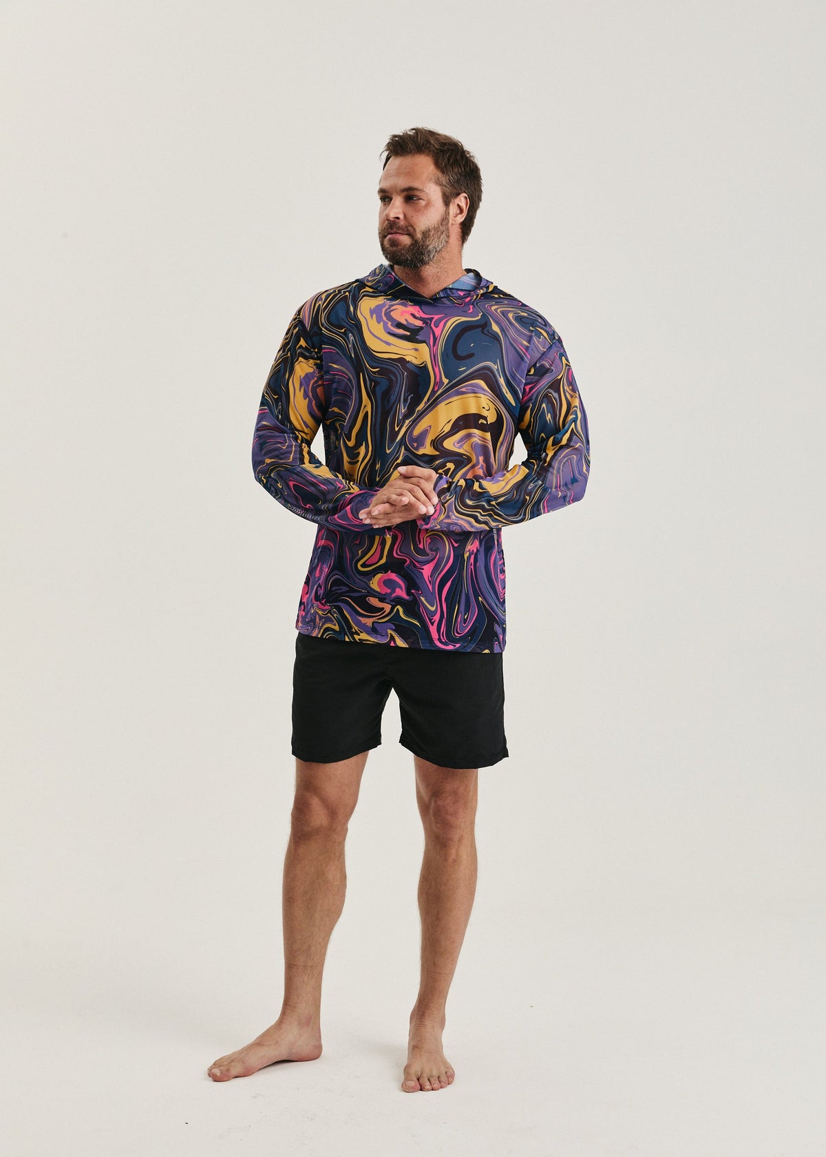 Fusion Violet Men's Mesh Rash Guard – SPF 50 Long Sleeve Swim Shirt - BRIKOLY