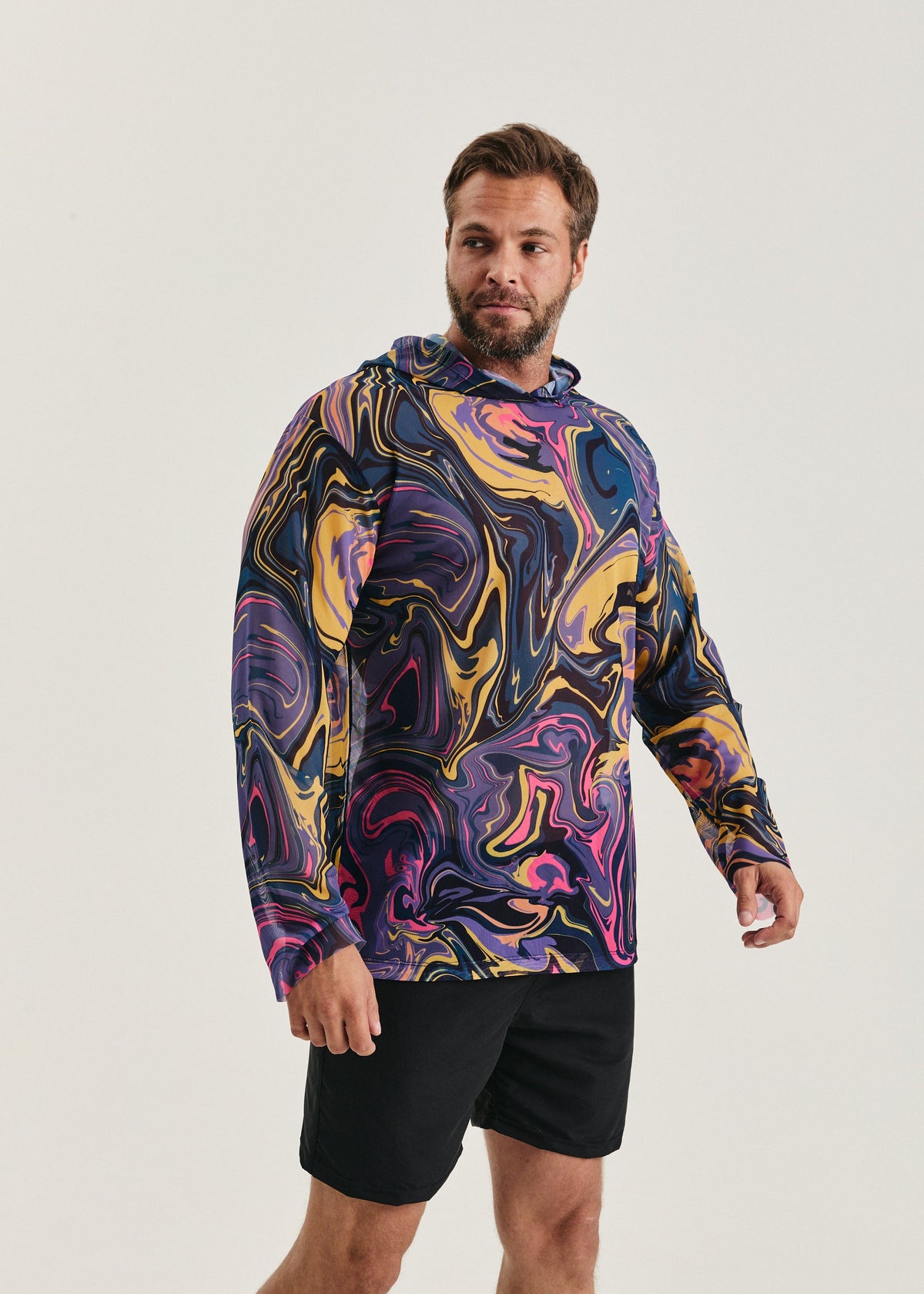 Fusion Violet Men's Mesh Rash Guard – SPF 50 Long Sleeve Swim Shirt - BRIKOLY