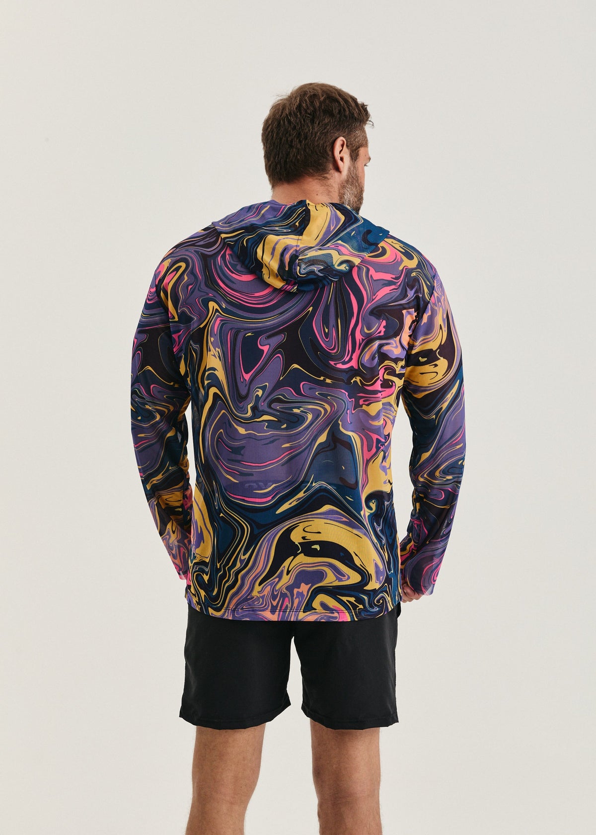 Fusion Violet Men's Mesh Rash Guard – SPF 50 Long Sleeve Swim Shirt - BRIKOLY