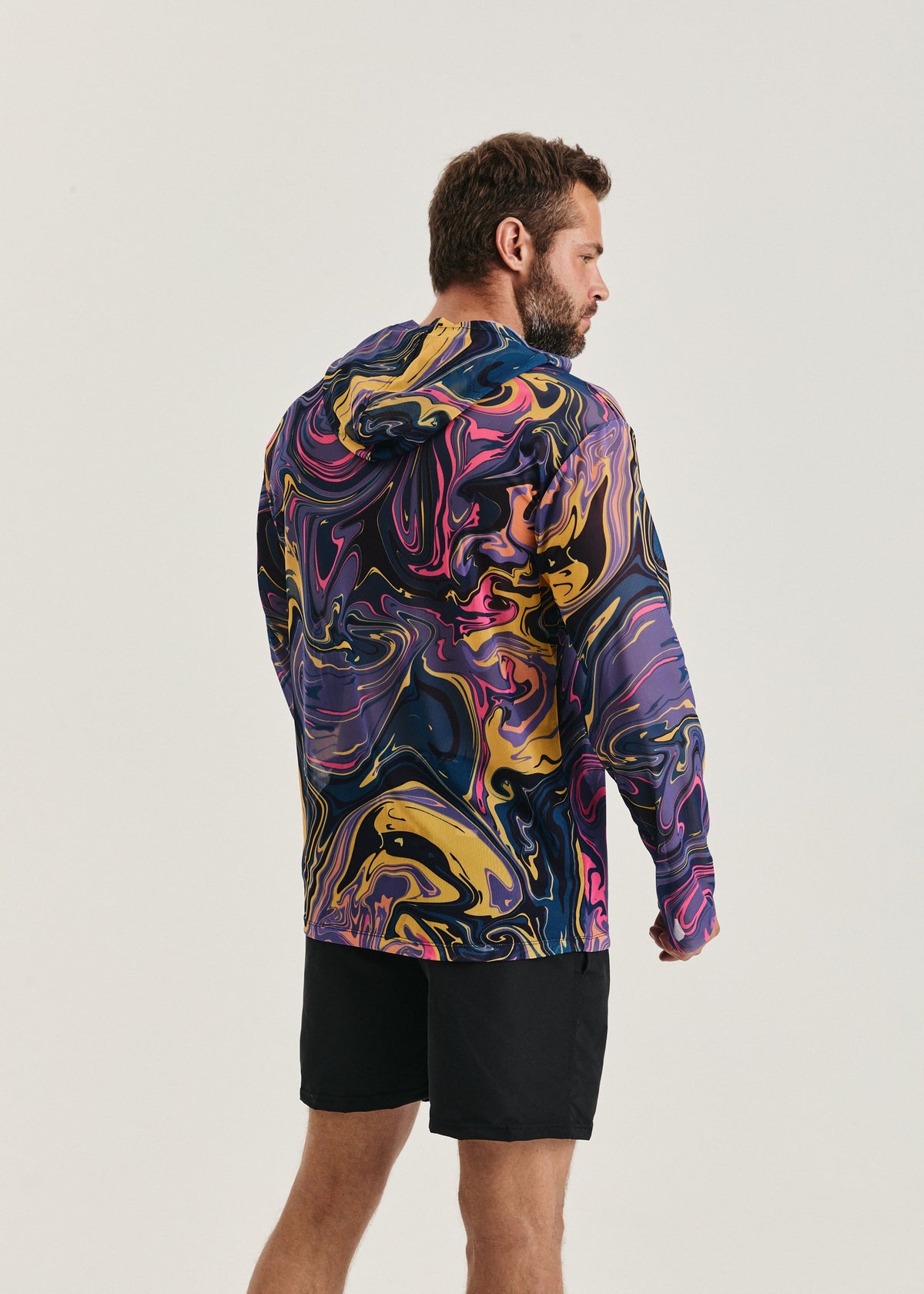 Fusion Violet Men's Mesh Rash Guard – SPF 50 Long Sleeve Swim Shirt - BRIKOLY