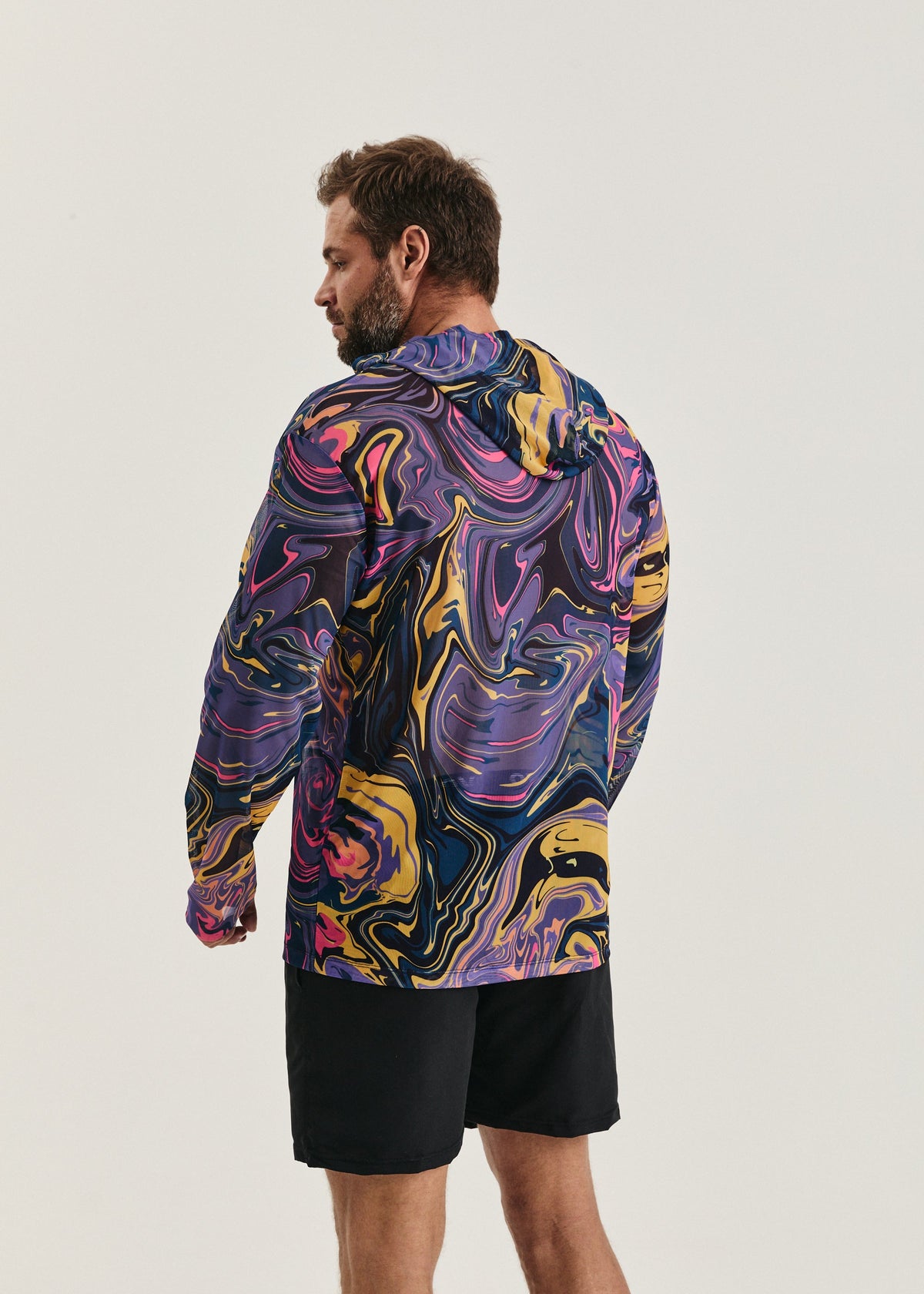 Fusion Violet Men's Mesh Rash Guard – SPF 50 Long Sleeve Swim Shirt - BRIKOLY