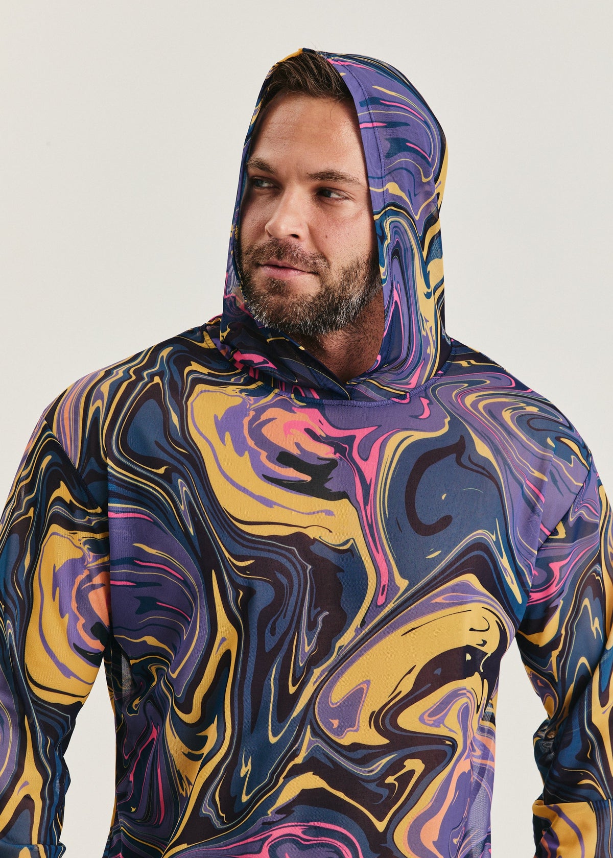 Fusion Violet Men's Mesh Rash Guard – SPF 50 Long Sleeve Swim Shirt - BRIKOLY