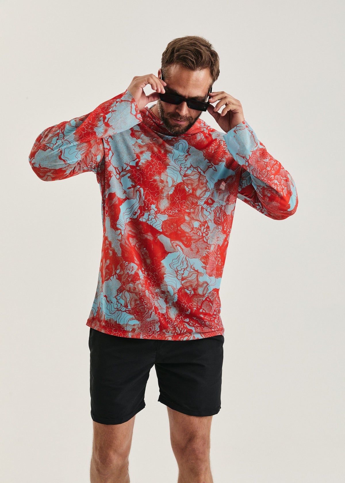 Coral Orange Men's Mesh Rash Guard – SPF 50 Long Sleeve Swim Shirt (на проверку) - BRIKOLY