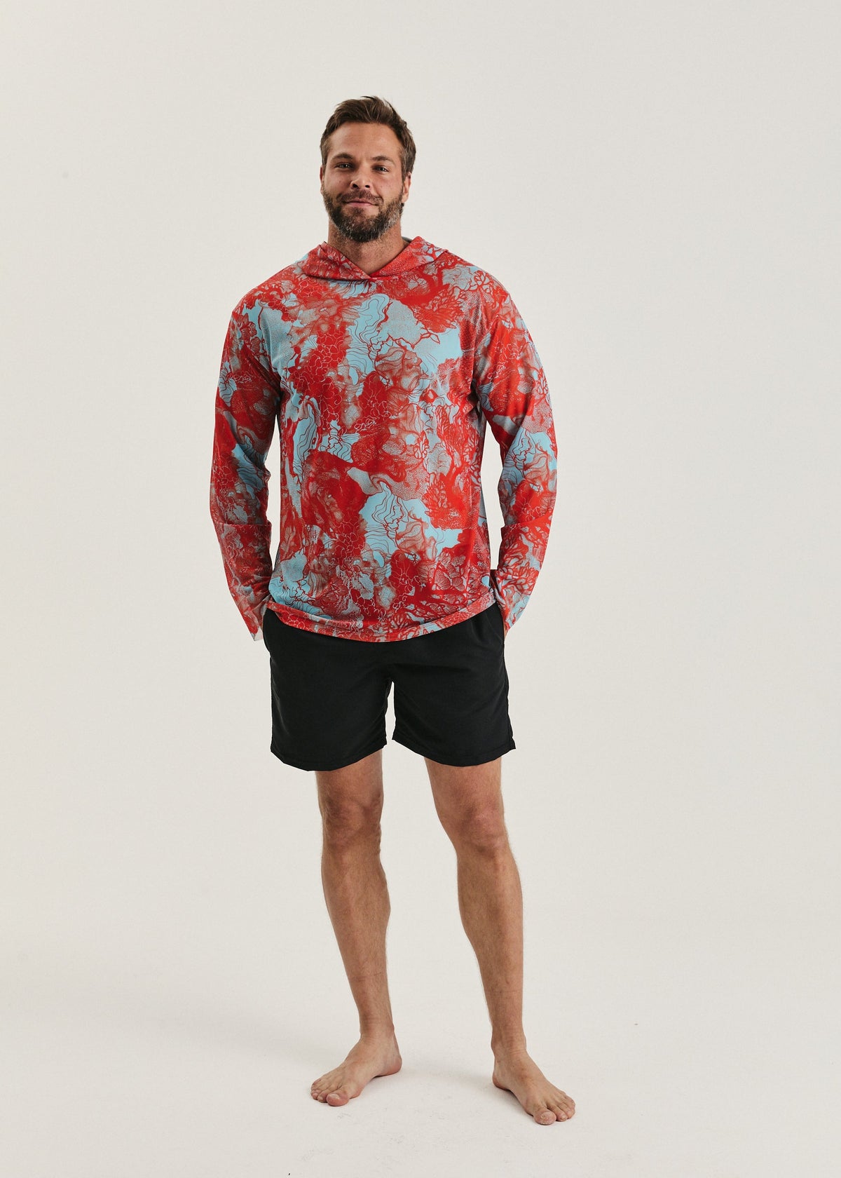Coral Orange Men's Mesh Rash Guard – SPF 50 Long Sleeve Swim Shirt (на проверку) - BRIKOLY