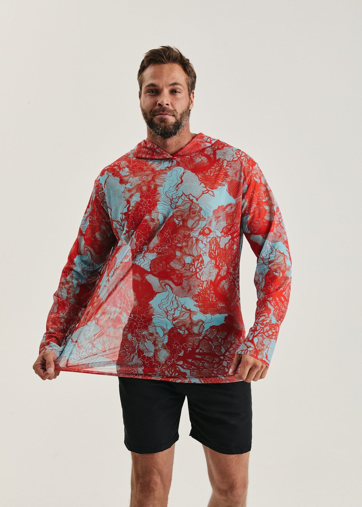 Coral Orange Men's Mesh Rash Guard – SPF 50 Long Sleeve Swim Shirt (на проверку) - BRIKOLY