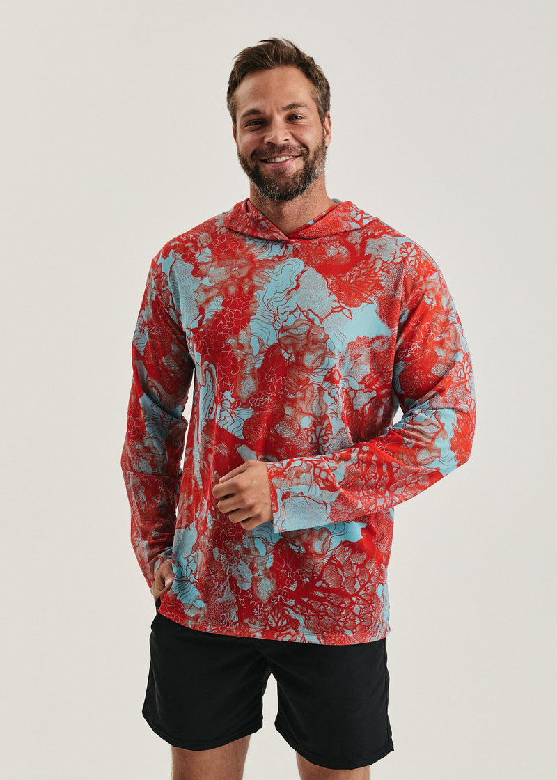 Coral Orange Men's Mesh Rash Guard – SPF 50 Long Sleeve Swim Shirt (на проверку) - BRIKOLY