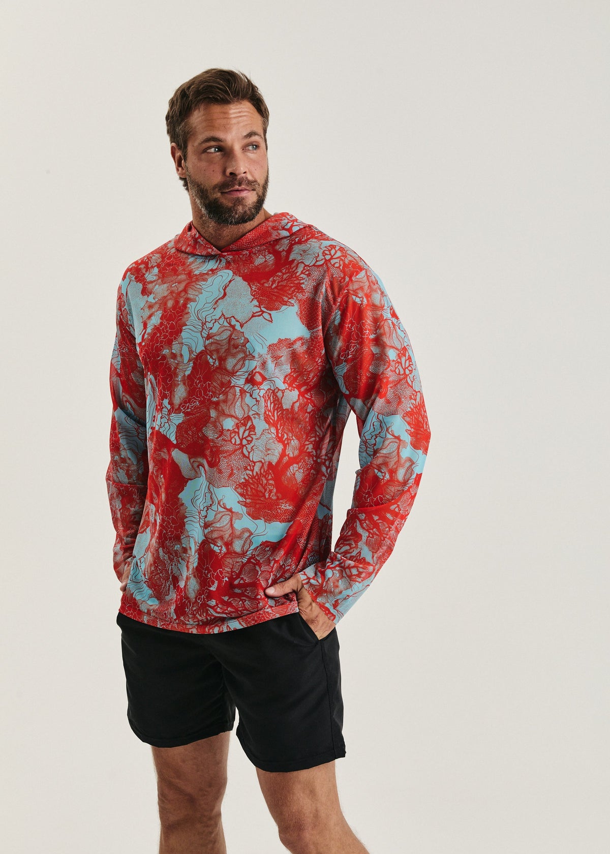 Coral Orange Men's Mesh Rash Guard – SPF 50 Long Sleeve Swim Shirt (на проверку) - BRIKOLY