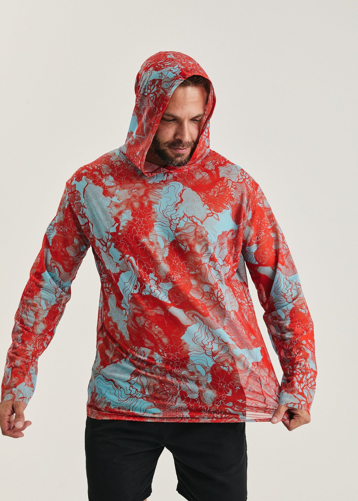 Coral Orange Men's Mesh Rash Guard – SPF 50 Long Sleeve Swim Shirt (на проверку) - BRIKOLY