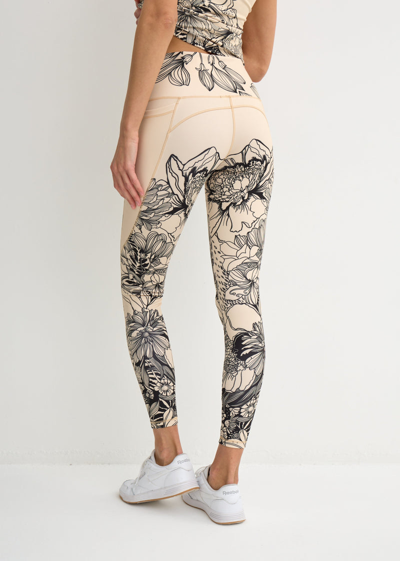 Flower Print Leggings with Pockets for Women – Yoga, Workout, Everyday Wear - BRIKOLY