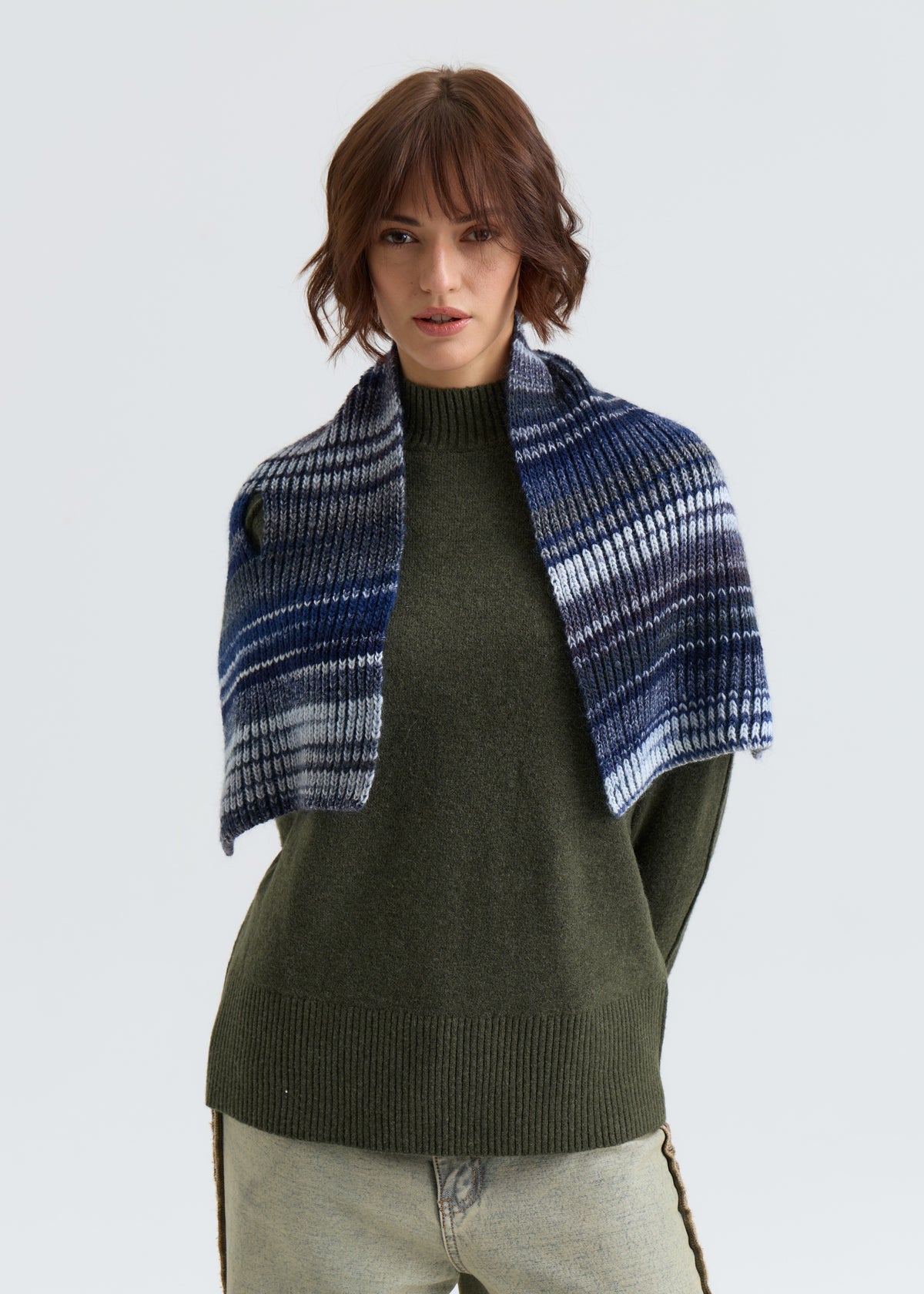 Lisse Alpaca Wool Scarf - Navy City