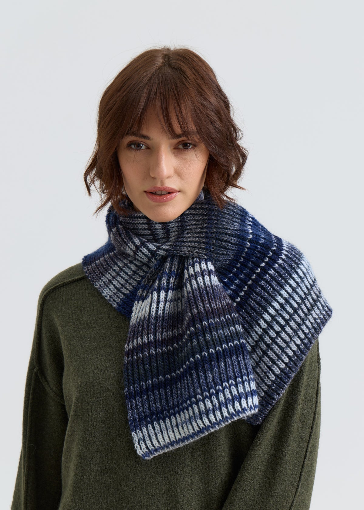 Lisse Alpaca Wool Scarf - Navy City