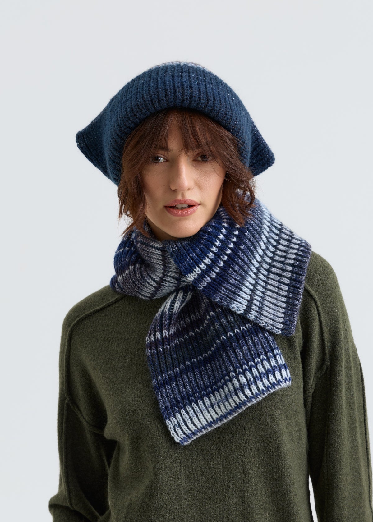 Lisse Alpaca Wool Scarf - Navy City