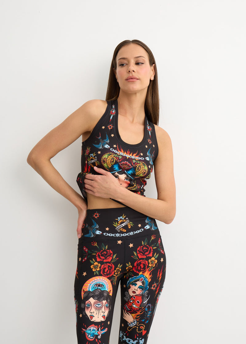 Old-School Print Tank Top for Women – Yoga, Fitness & Street Style - BRIKOLY