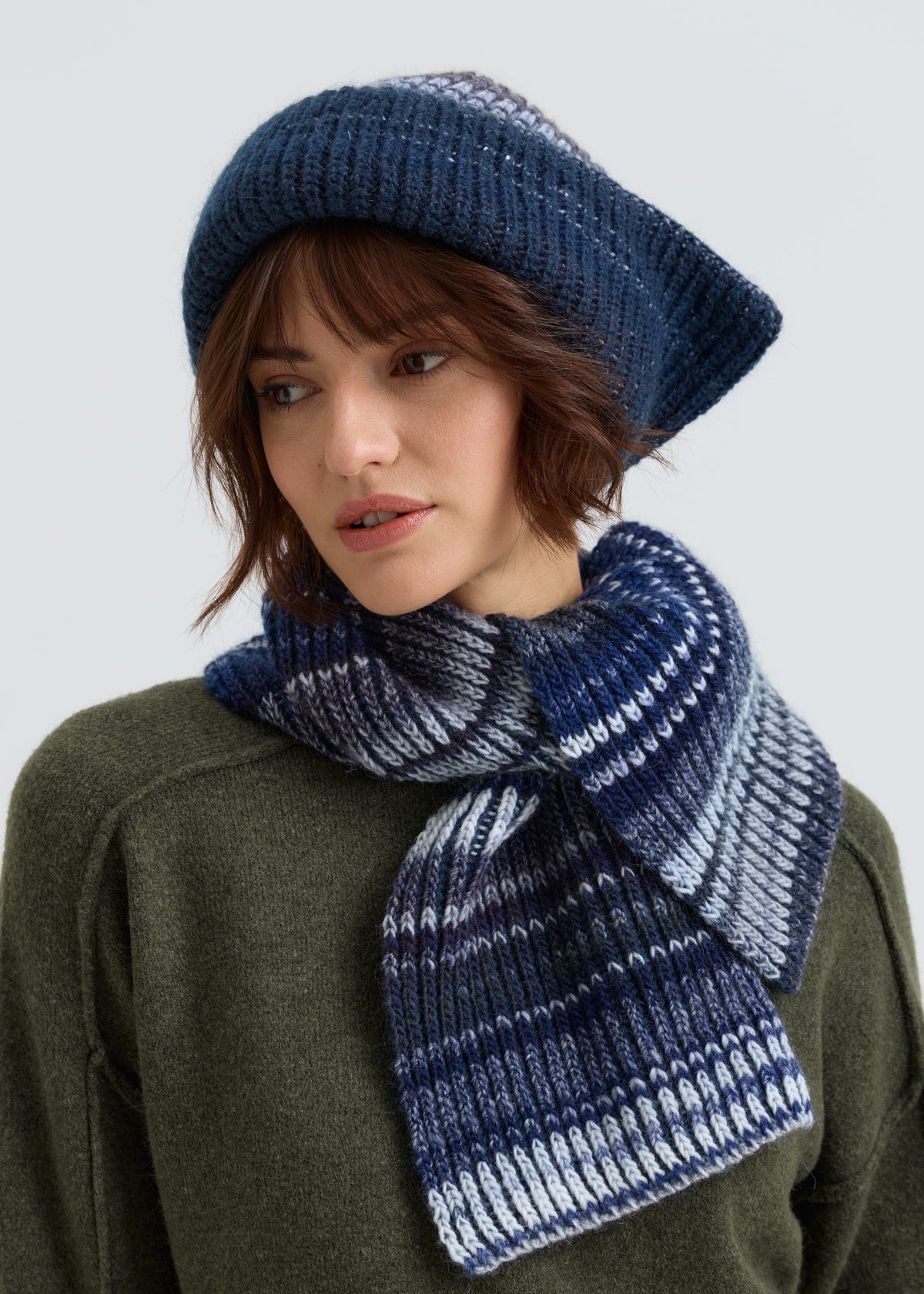 Lisse Alpaca Wool Scarf - Navy City