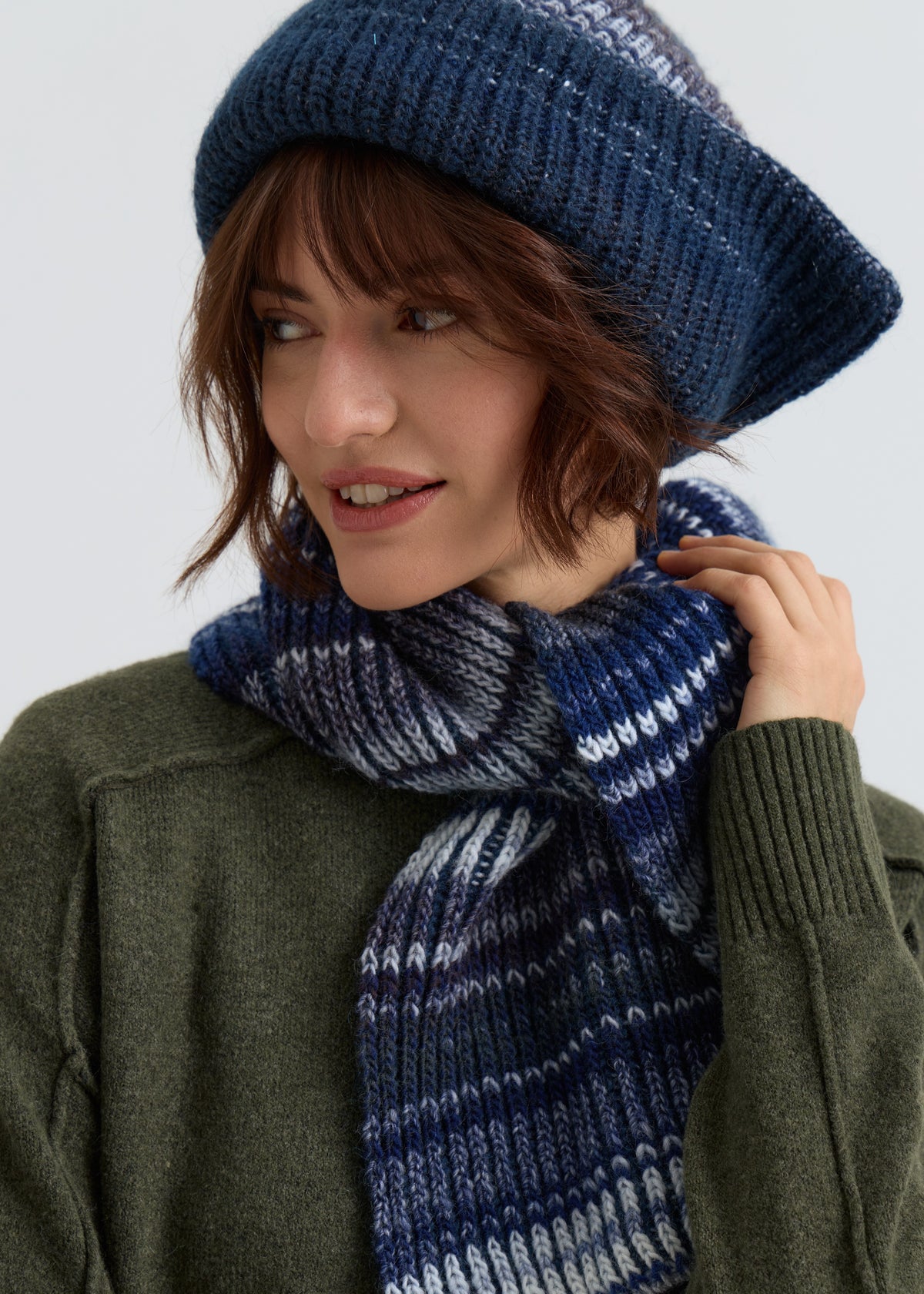Lisse Alpaca Wool Scarf - Navy City