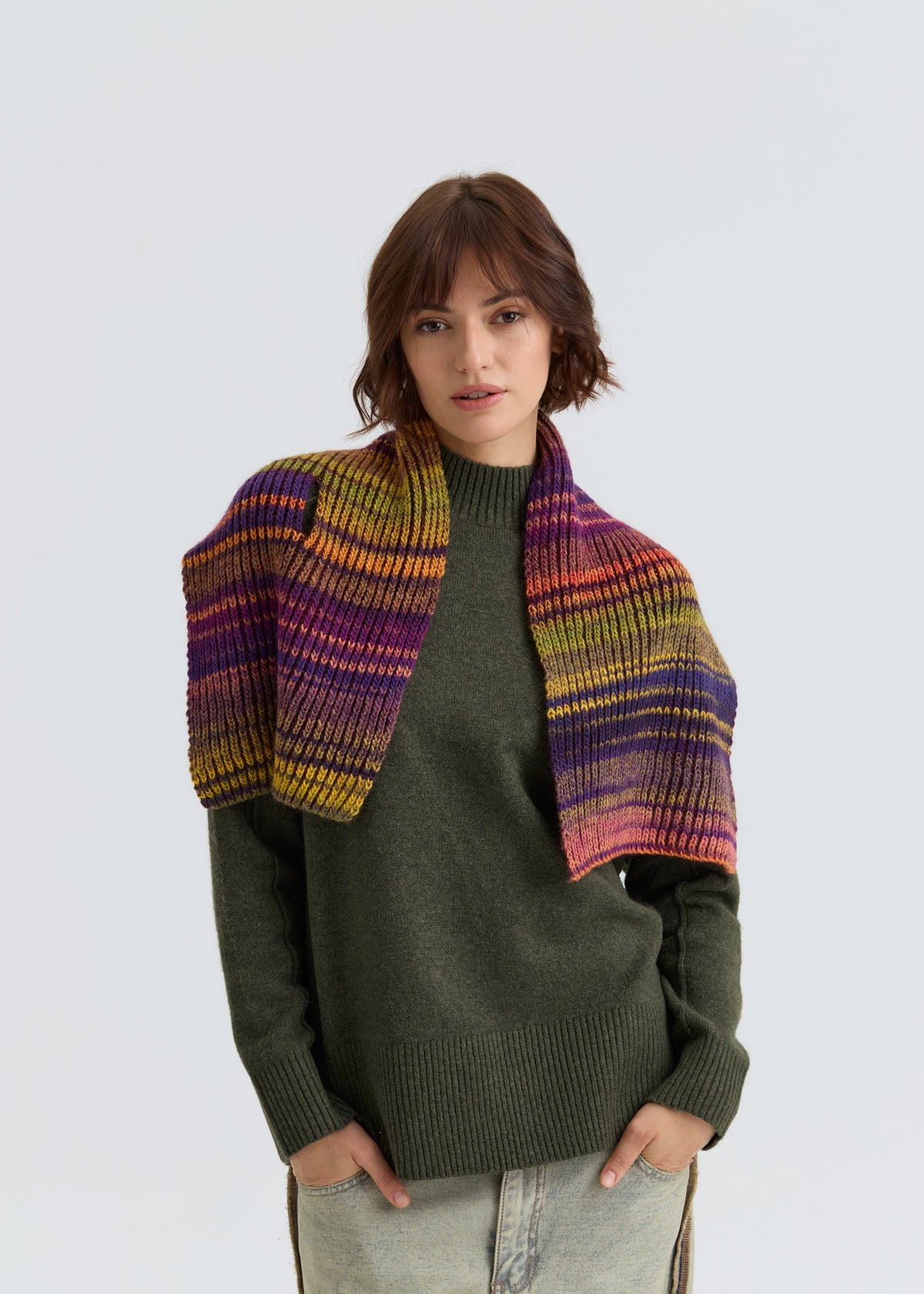 Lisse Alpaca Wool Scarf - Rainbow