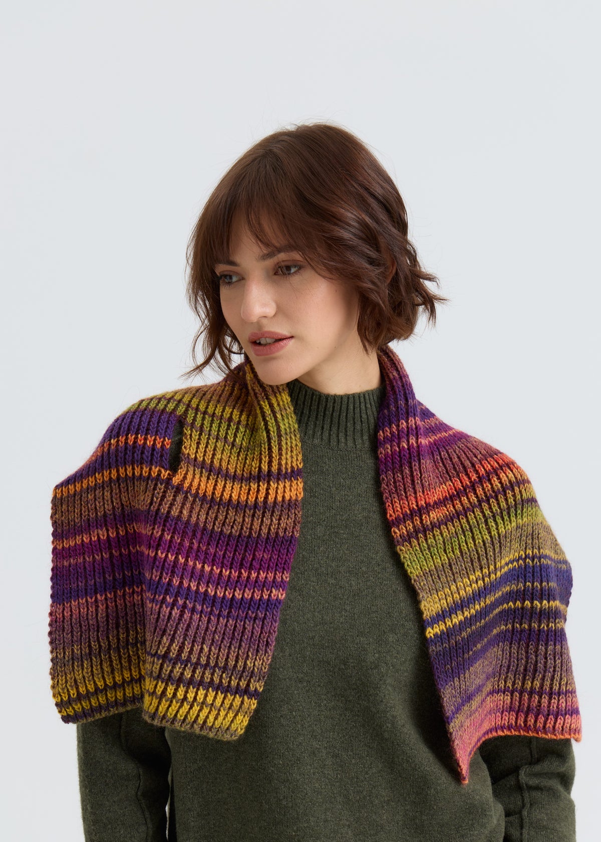 Lisse Alpaca Wool Scarf - Rainbow