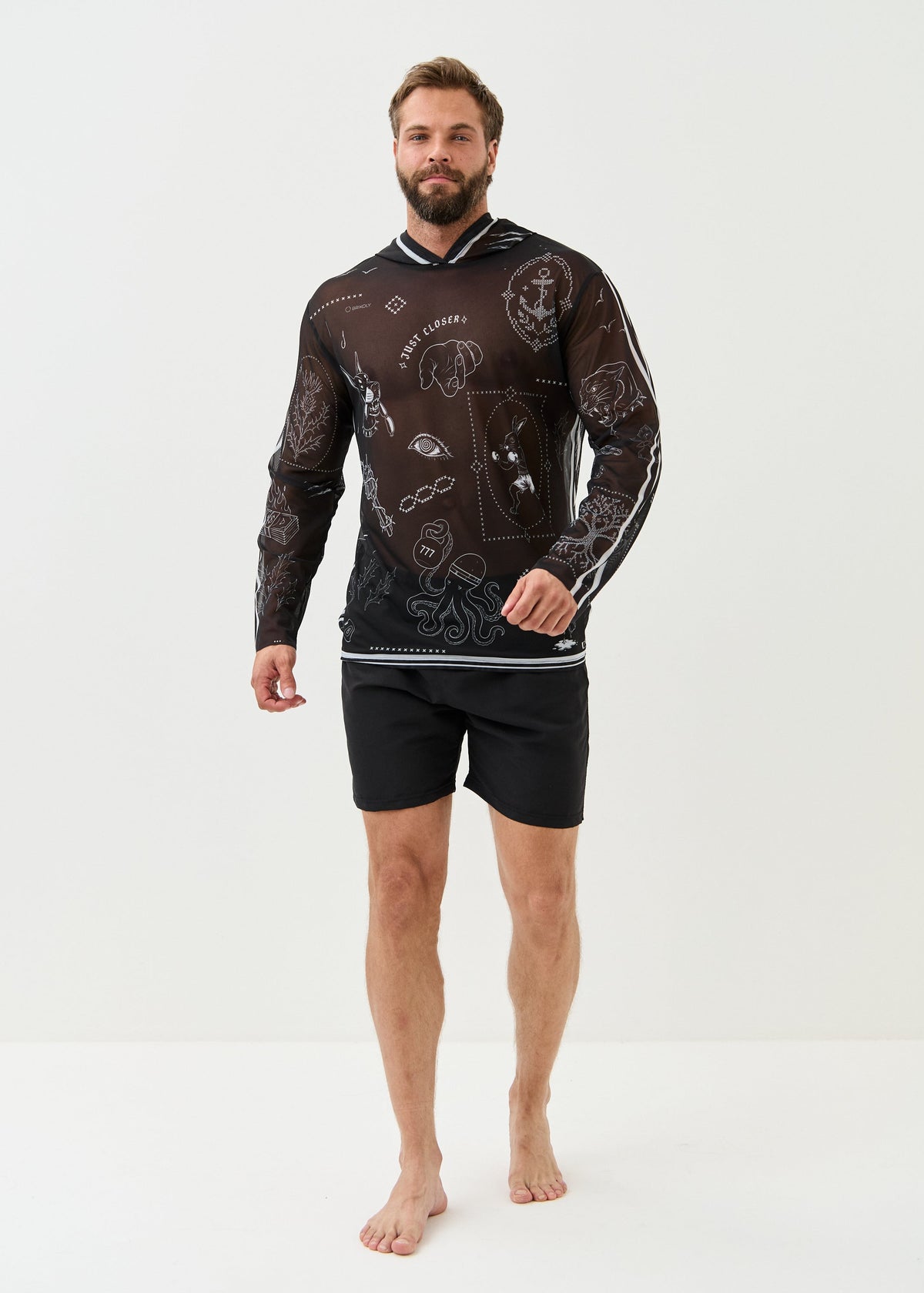Noir Men's Mesh Rash Guard – SPF 50 Long Sleeve Swim Shirt