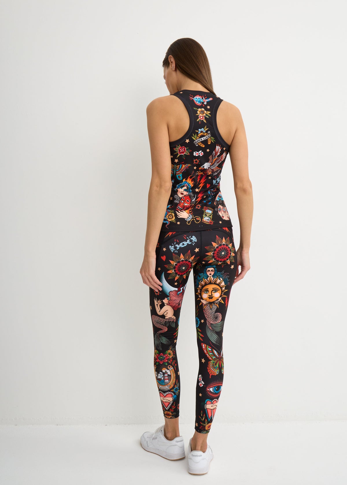 Old-School Print Leggings with Pockets for Women – Yoga, Workout, Everyday Wear - BRIKOLY