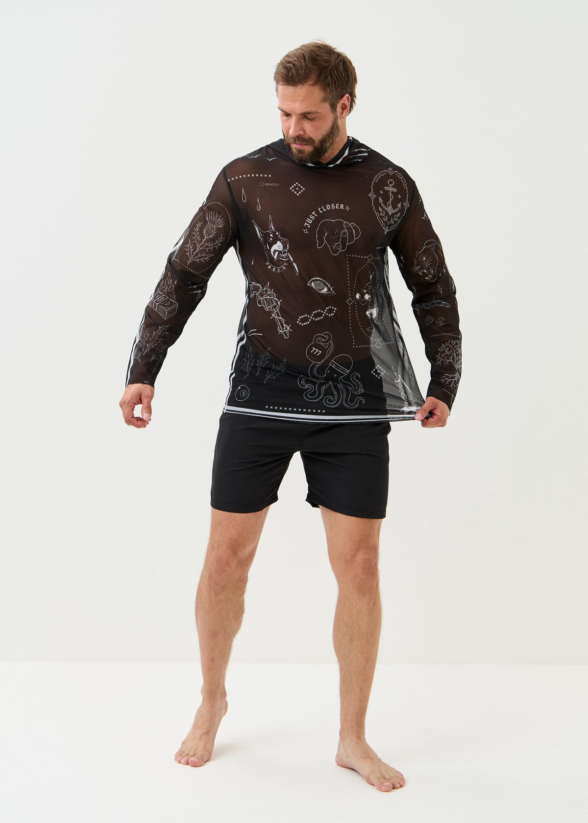 Noir Men's Mesh Rash Guard – SPF 50 Long Sleeve Swim Shirt