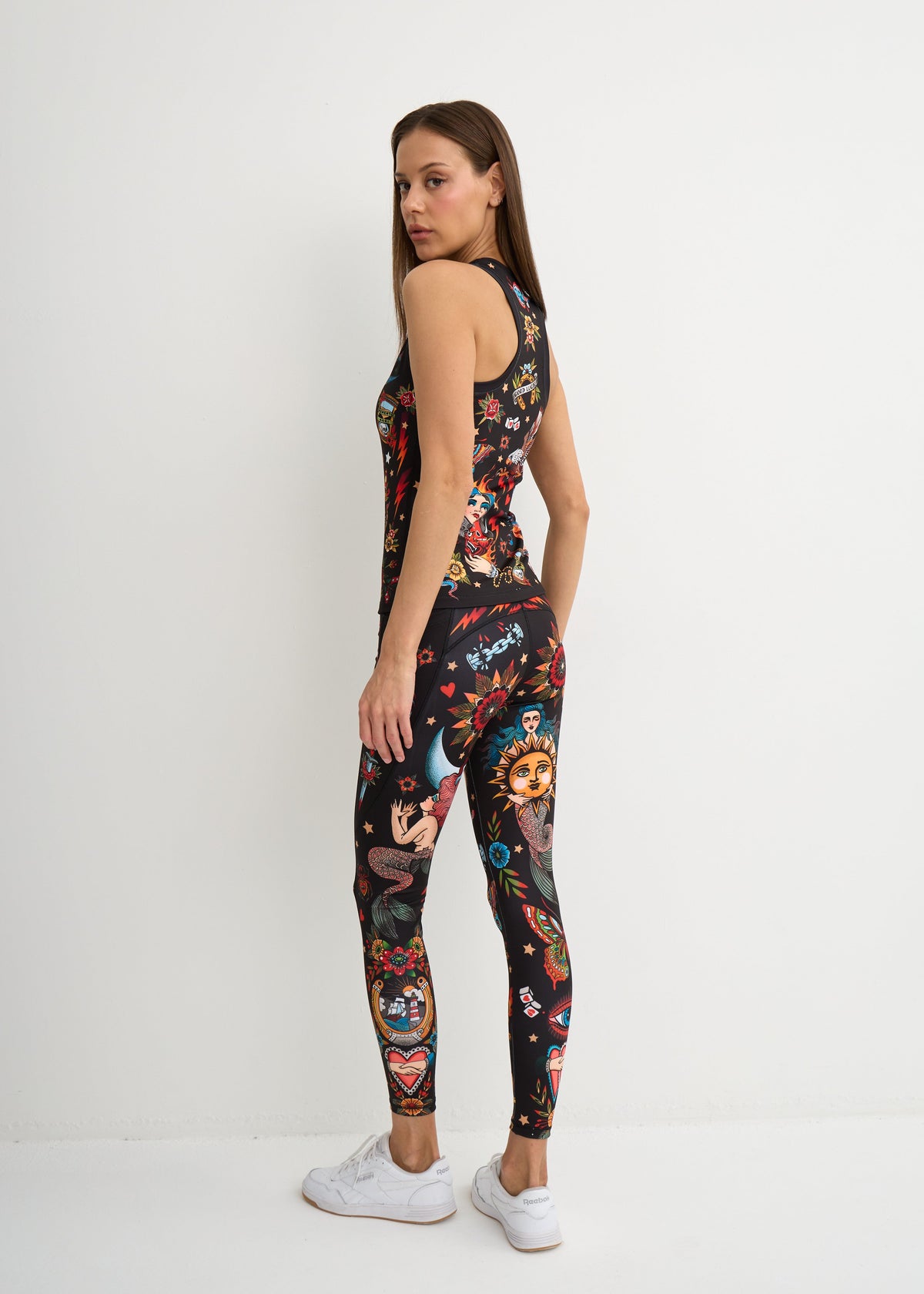 Old-School Print Leggings with Pockets for Women – Yoga, Workout, Everyday Wear - BRIKOLY