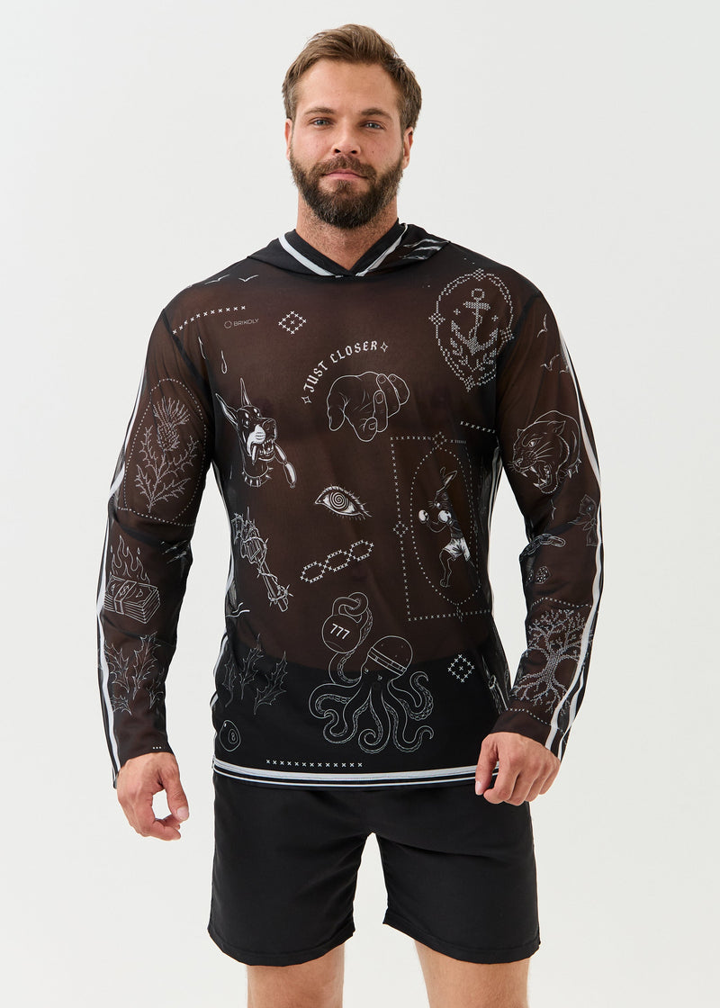 Noir Men's Mesh Rash Guard – SPF 50 Long Sleeve Swim Shirt - BRIKOLY