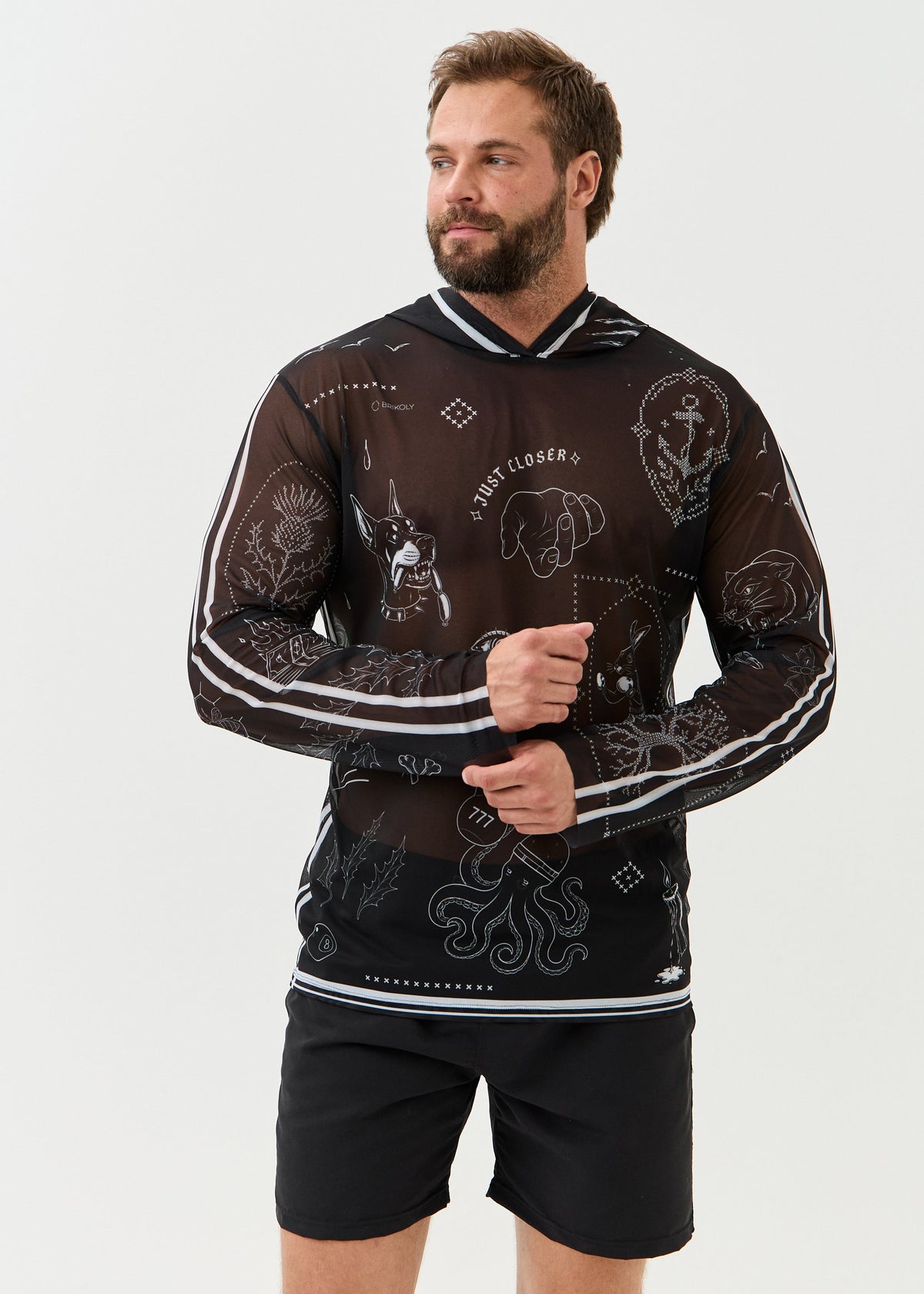 Noir Men's Mesh Rash Guard – SPF 50 Long Sleeve Swim Shirt