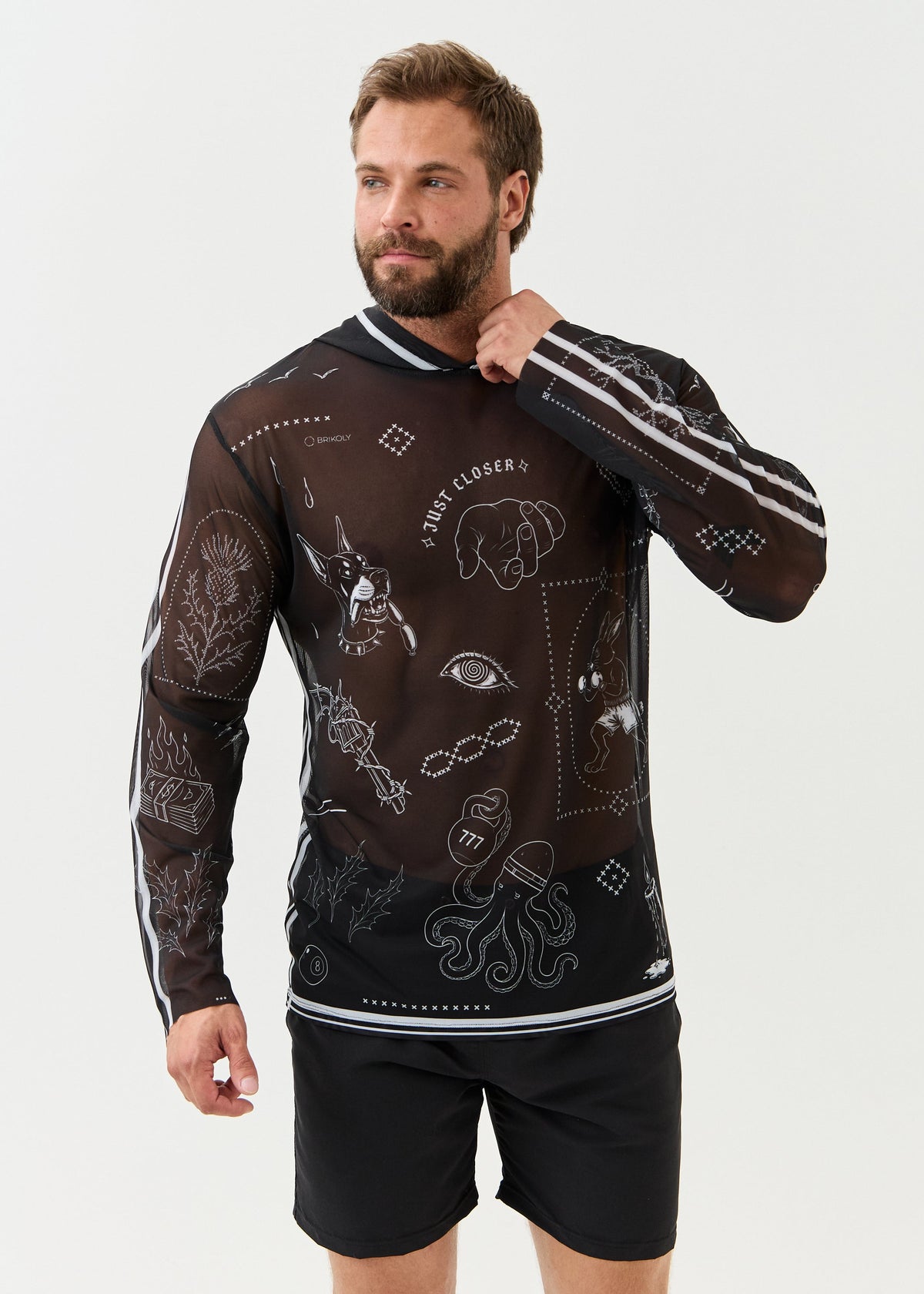 Noir Men's Mesh Rash Guard – SPF 50 Long Sleeve Swim Shirt