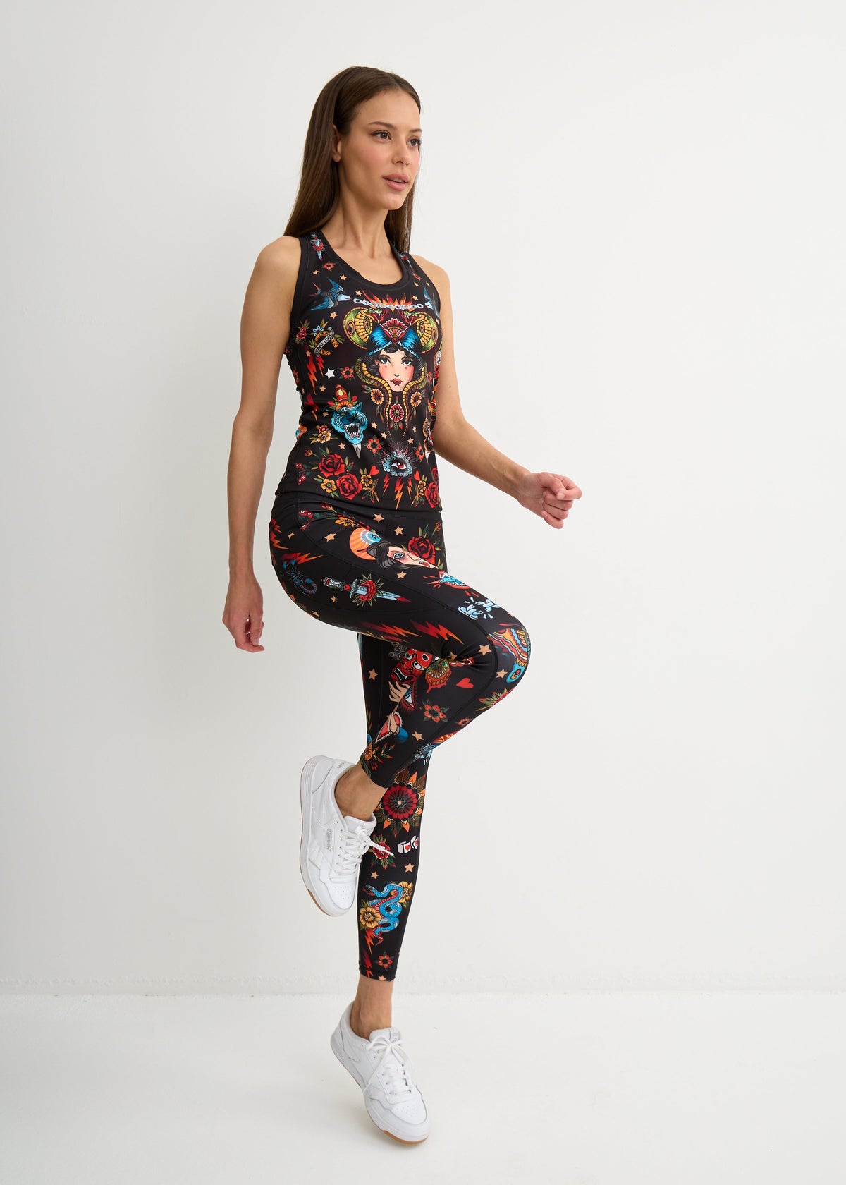 Old-School Print Leggings with Pockets for Women – Yoga, Workout, Everyday Wear - BRIKOLY