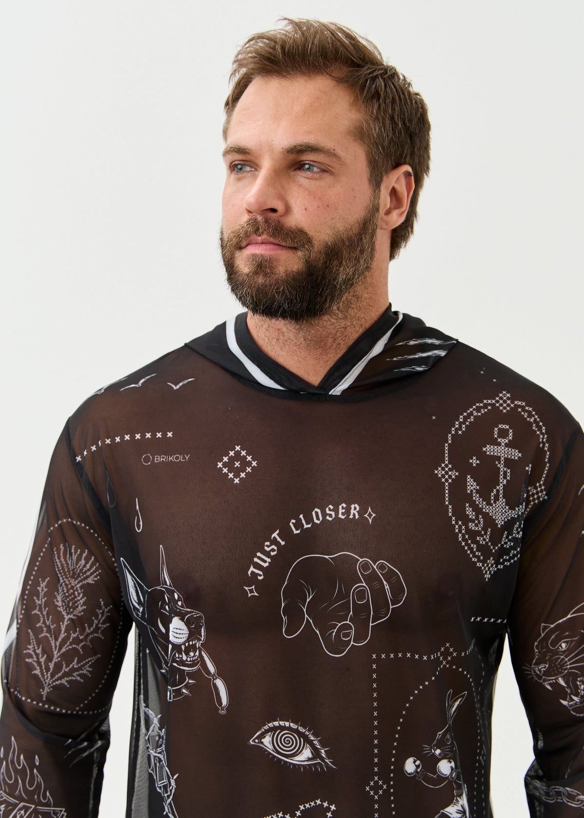Noir Men's Mesh Rash Guard – SPF 50 Long Sleeve Swim Shirt