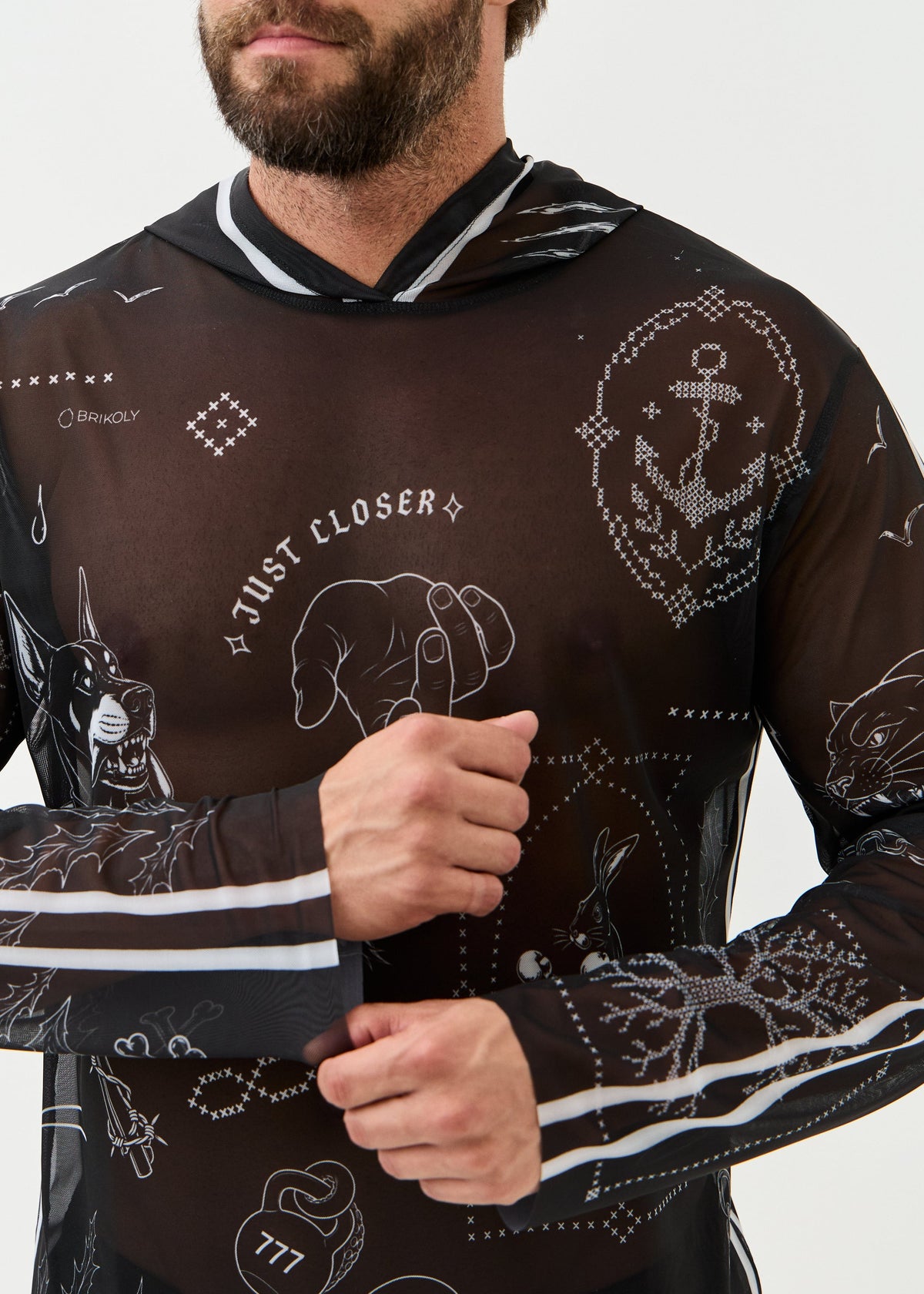 Noir Men's Mesh Rash Guard – SPF 50 Long Sleeve Swim Shirt