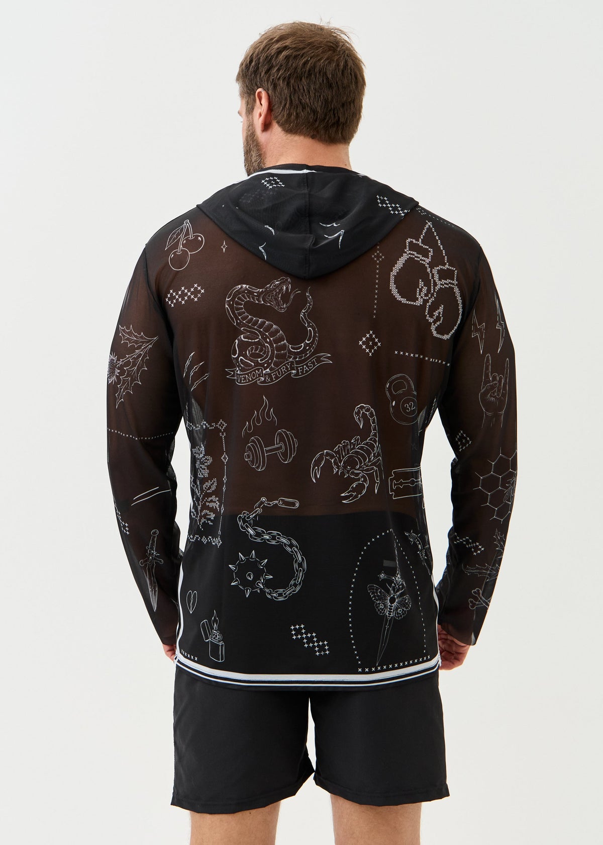 Noir Men's Mesh Rash Guard – SPF 50 Long Sleeve Swim Shirt