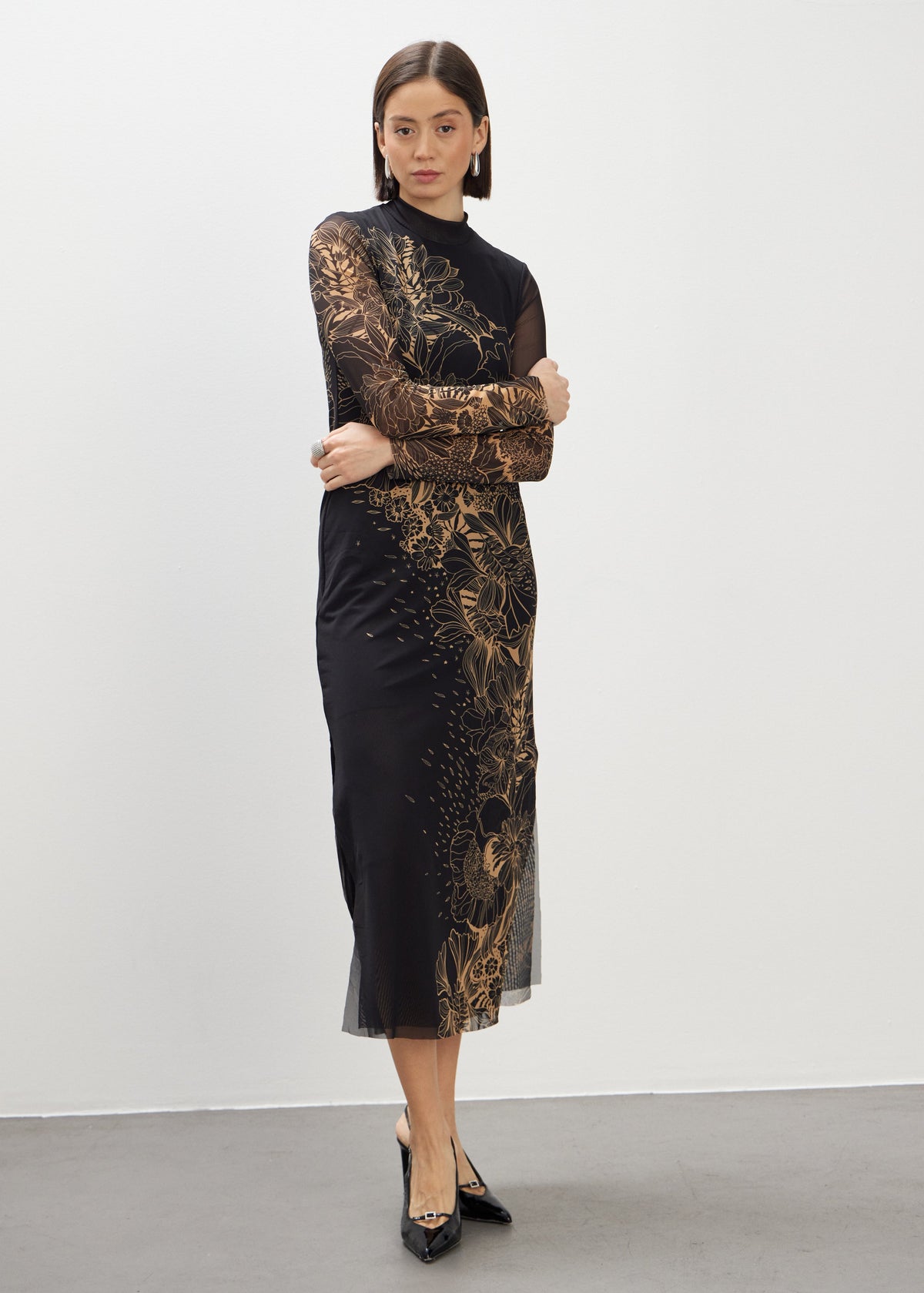 Black Aster Mesh Dress for Formal and Party Looks - BRIKOLY