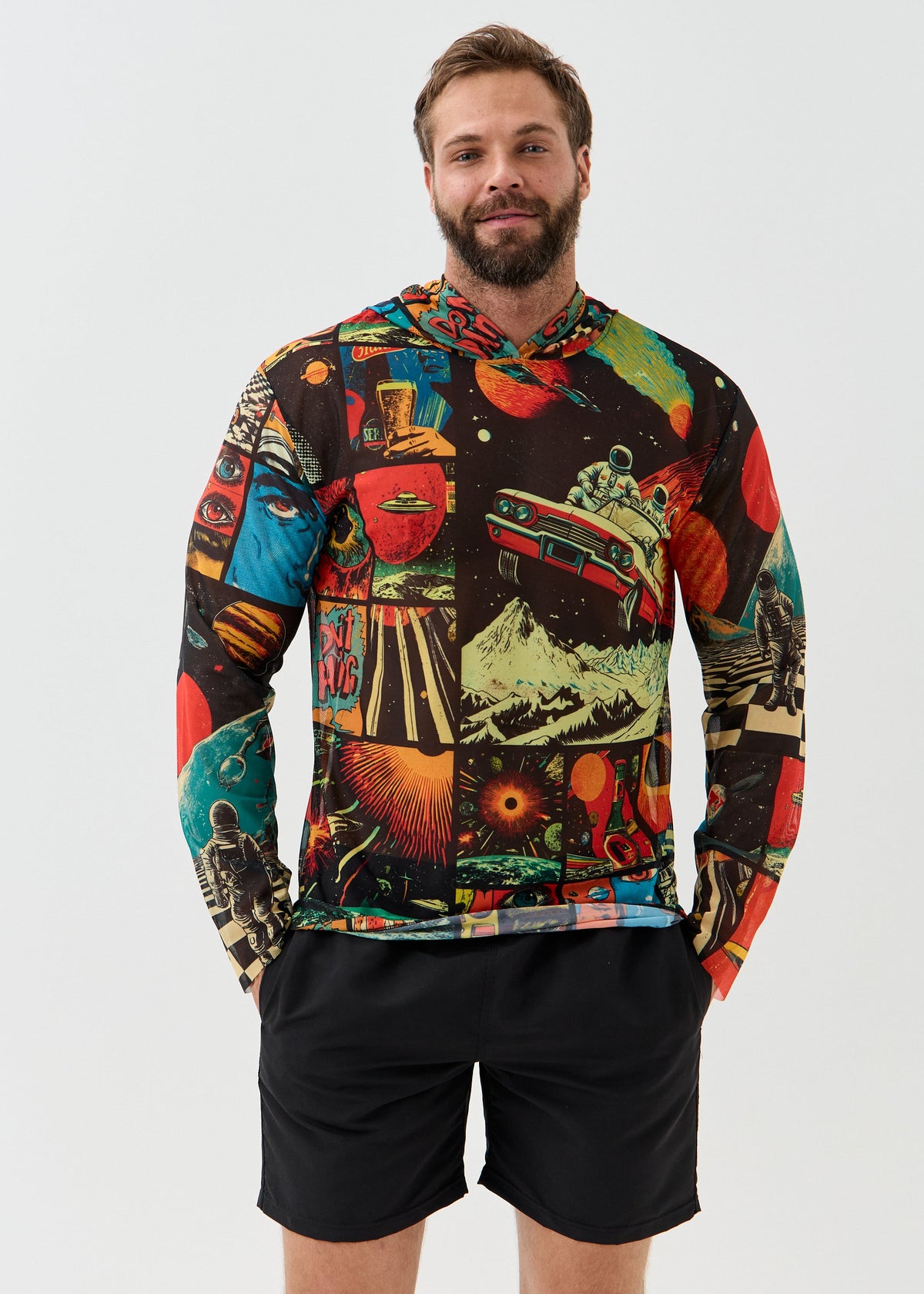 Space Men's Mesh Rash Guard – SPF 50 Long Sleeve Swim Shirt (на проверку) - BRIKOLY