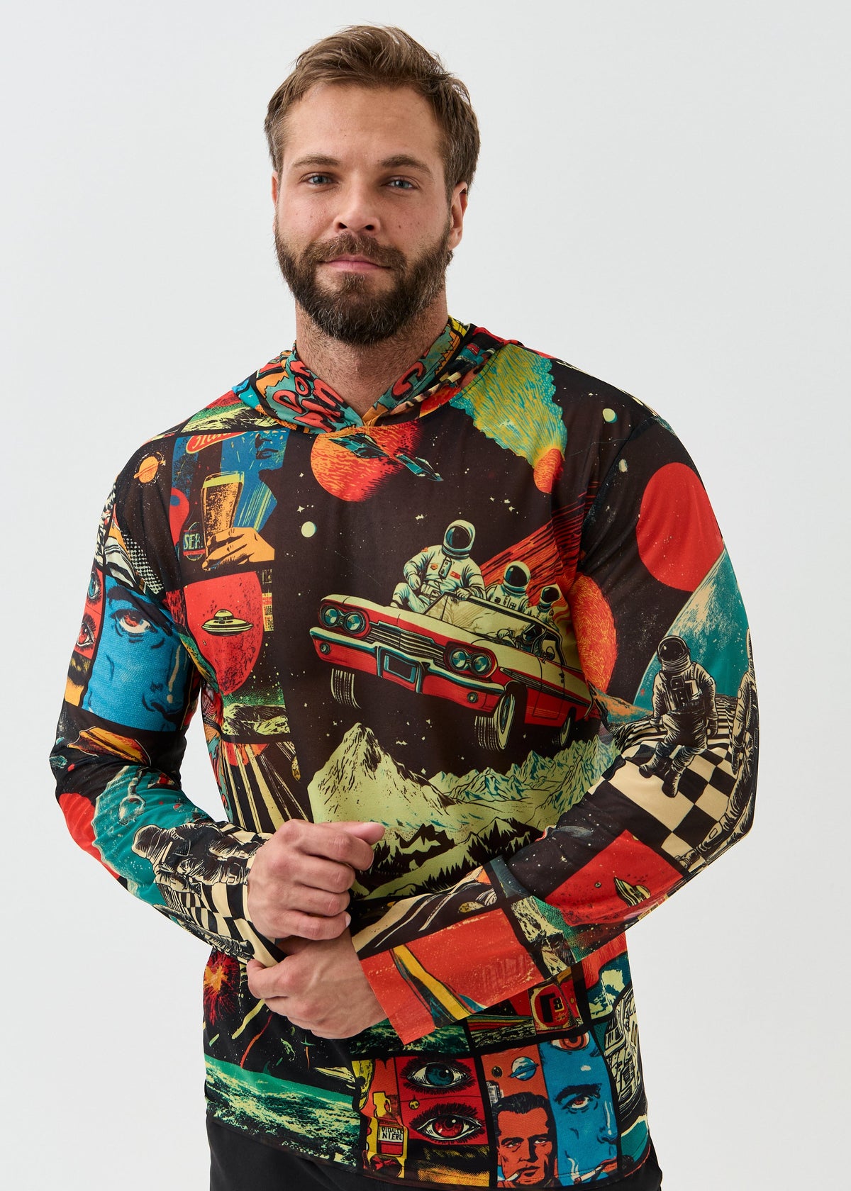 Space Men's Mesh Rash Guard – SPF 50 Long Sleeve Swim Shirt (на проверку) - BRIKOLY